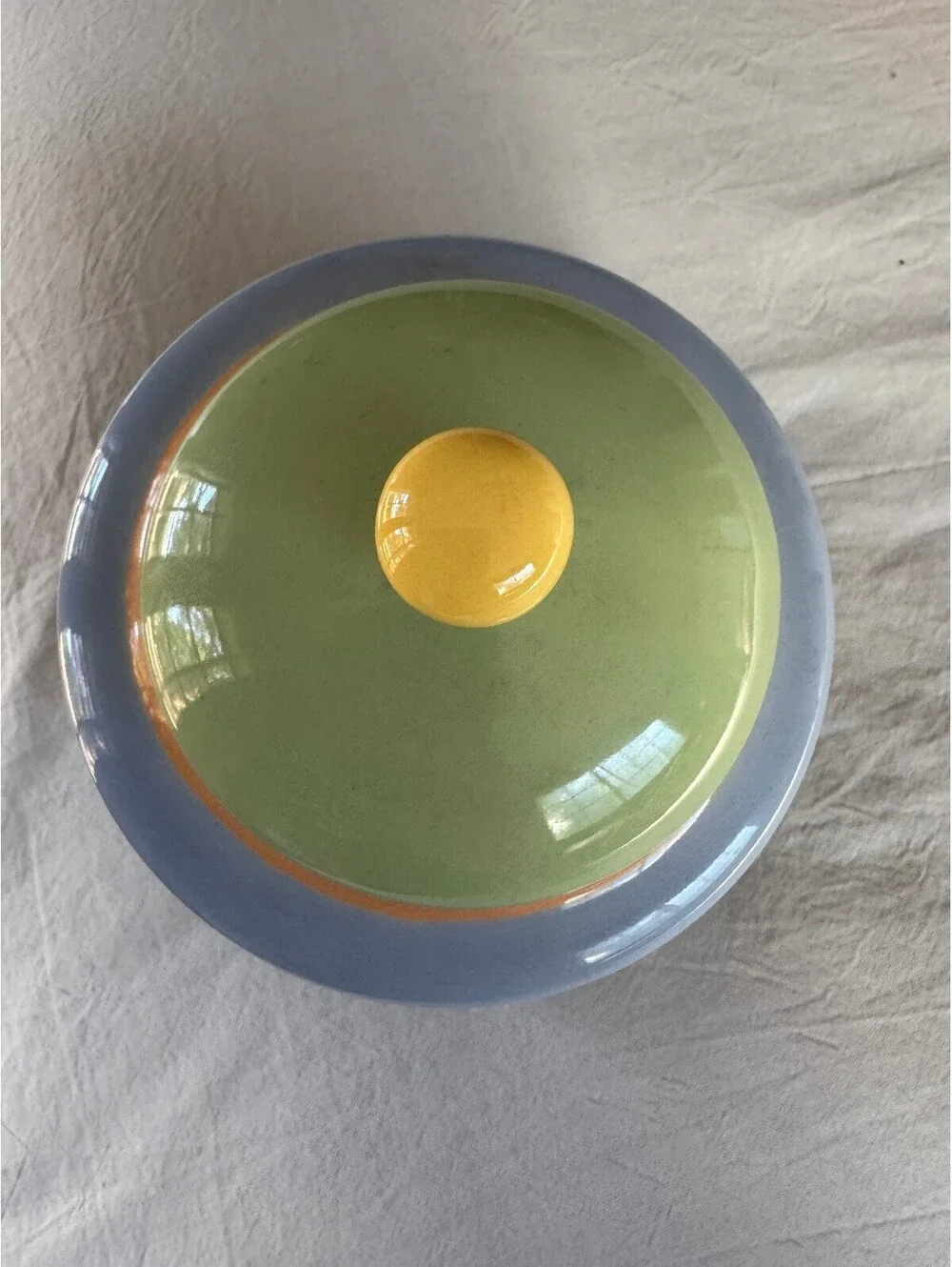 Vintage CorningWare Accessories Pastel Stoneware Sugar Bowl Lid Multi Color 1980